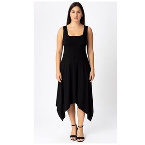 PACT Women’s Size S Black Fit & Flare Sleeveless Square Neck Handkerchief Dress